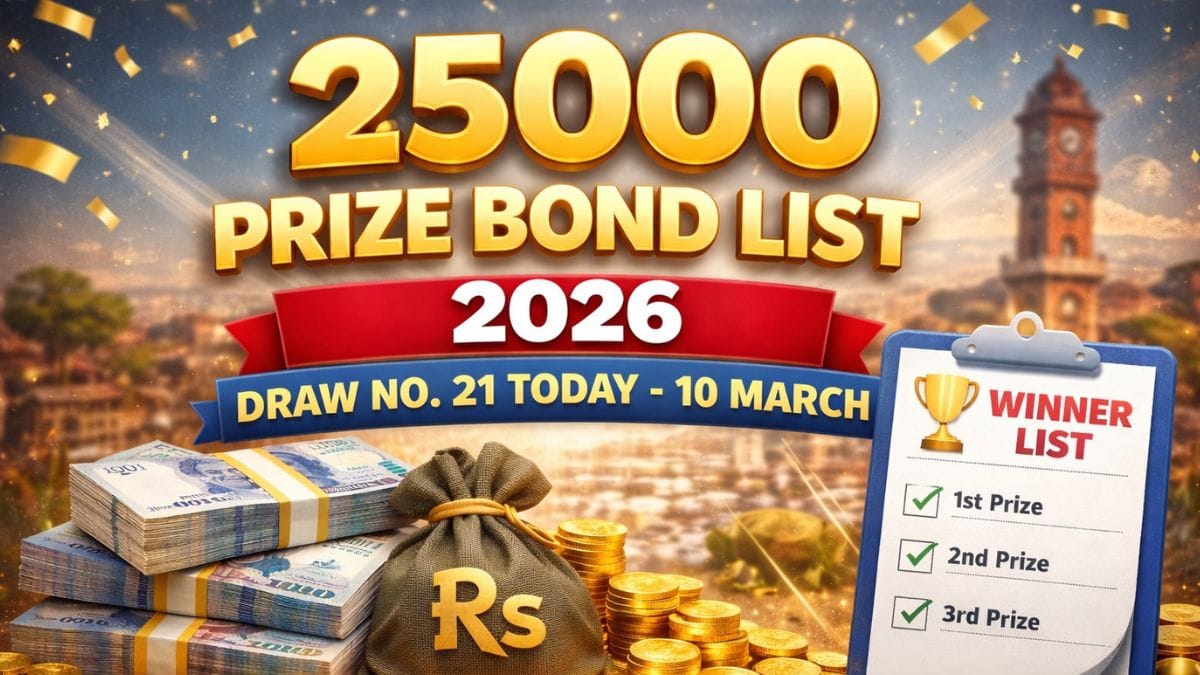 25000 Prize Bond List 2026 Draw No 21 Today 10 March