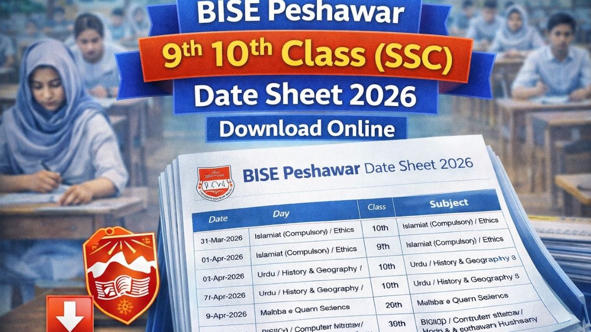 BISE Peshawar 9th 10th Class (SSC ) Date Sheet 2026 Download Online